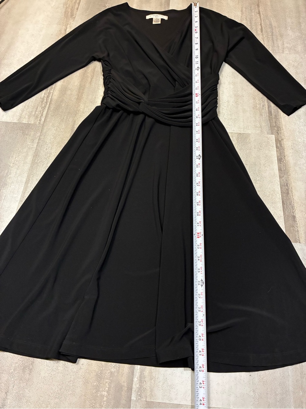 Evan Picone Black Long-Sleeve V-Neck Wrap Dress - Picture 5 of 8